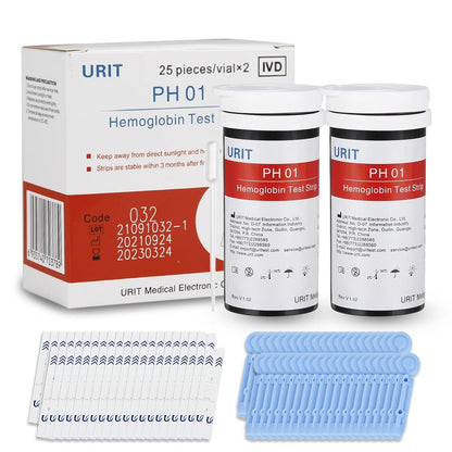 PH-01A hemoglobin test strips and lancets, 50 count