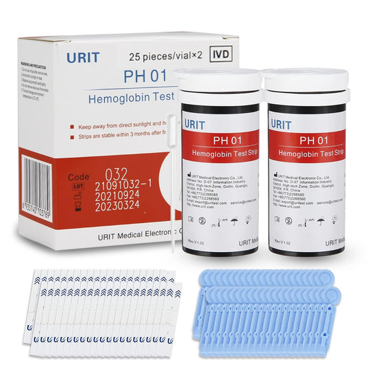 PH-01A Hemoglobin Test Strips with Lancets, 50 Count