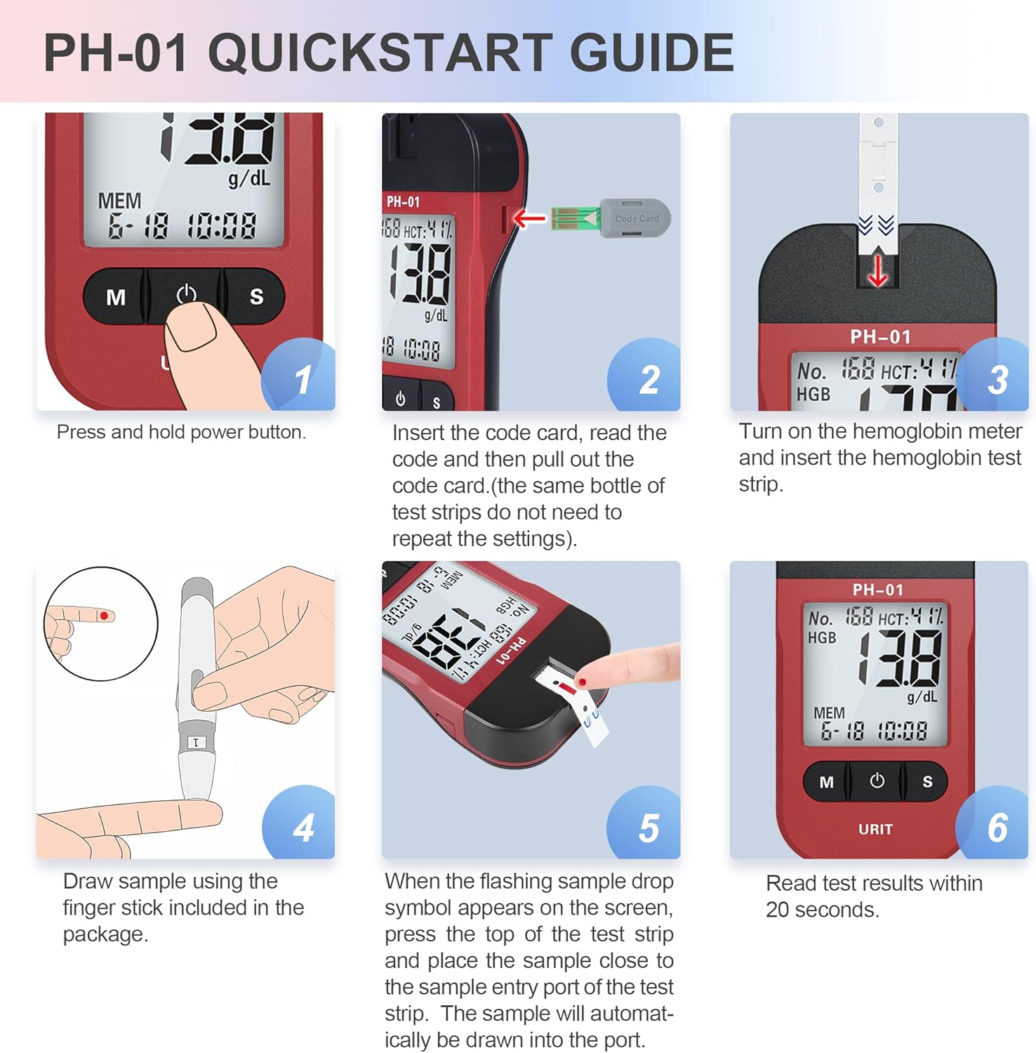 PH-01A hemoglobin meter package contents
